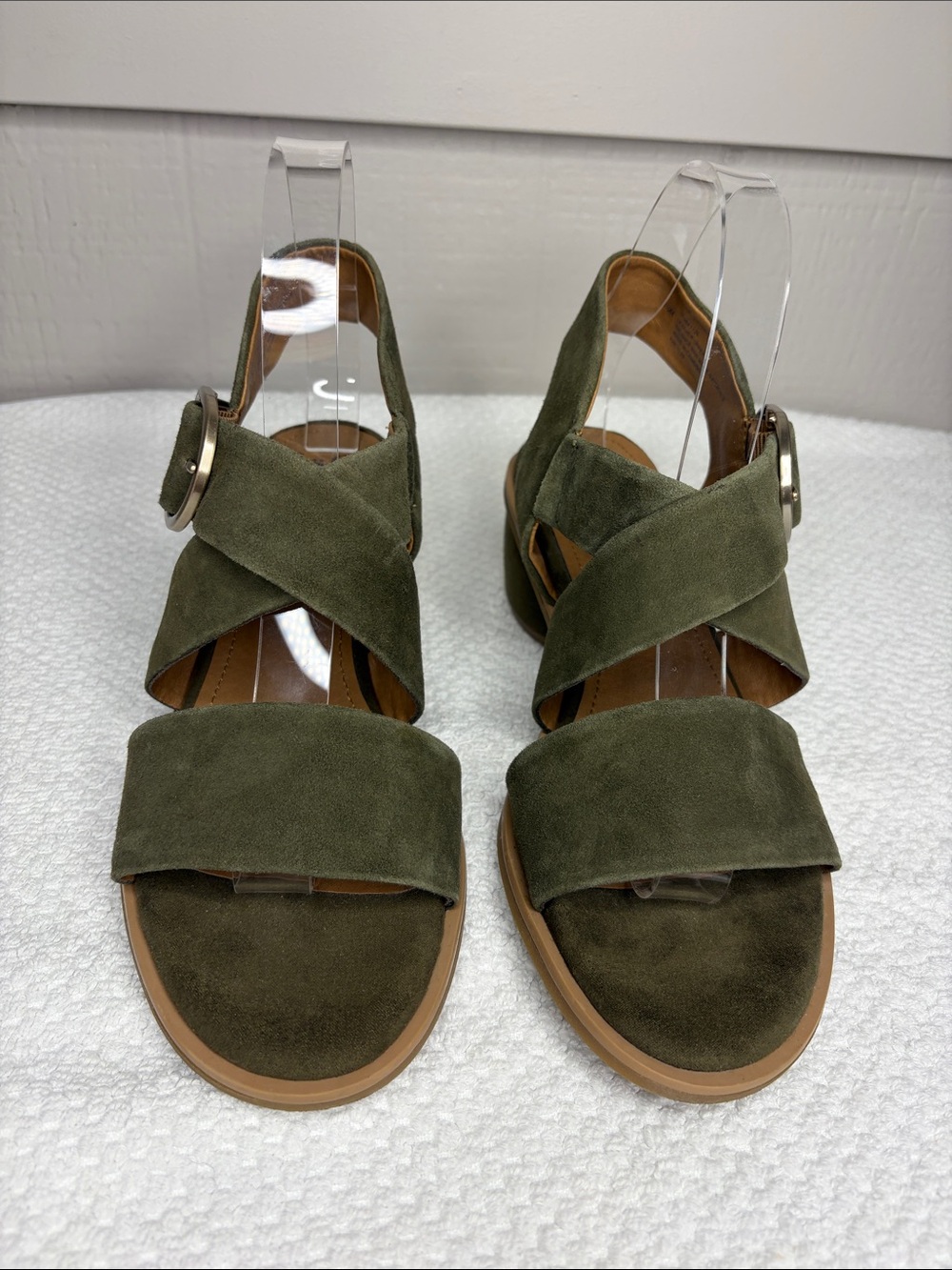 Söfft Coryn Olive Green Suede Block Heel Strappy Sandals Buckle Size 8.5M Boho - Picture 3 of 12